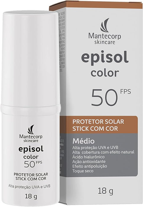Protetor Solar Facial Episol Color Stick FPS 50 - Mantecorp