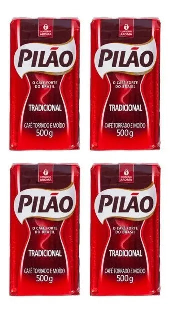 Brazilian Roasted Ground Coffee 500g PILÃO (Pack of 4)