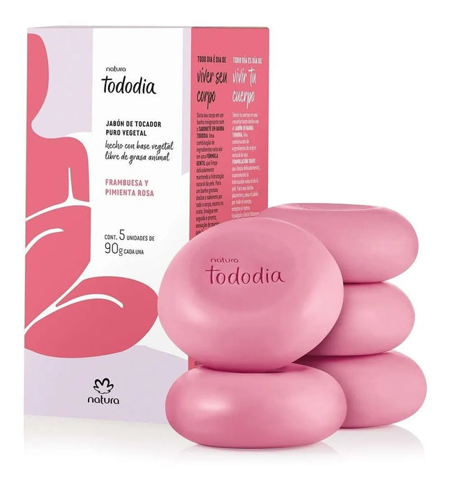 Natura TODODIA Framboesa Pimenta Rosa / Soaps In Pure Vegetable Bar Raspberry And Pink Pepper