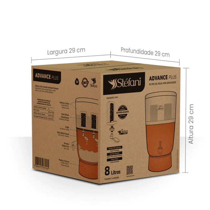 Brazilian Stéfani Advance Plus Purifying Water Ceramic Filter 8L 2 Candles