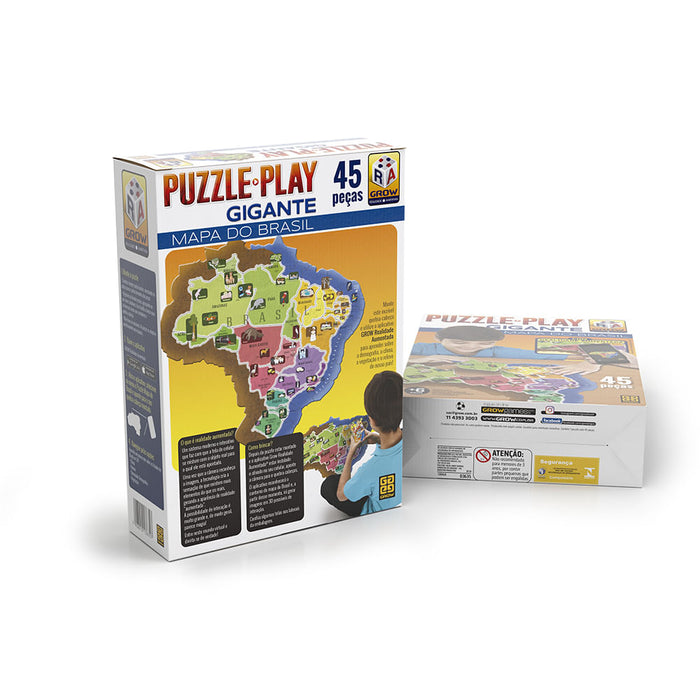 Puzzle Play Gigante Mapa do Brasil / Puzzle Play Giant Map of Brazil - Grow