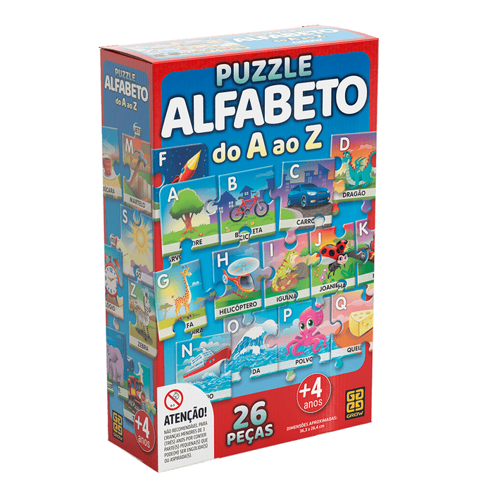 Puzzle 26 Peças Alfabeto do A ao Z / Puzzle 26 parts alphabet from a to z - Grow