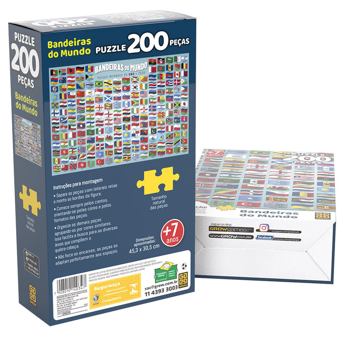 Puzzle 200 peças Bandeiras do Mundo / Puzzle 200 pieces world flags - Grow
