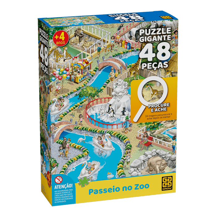 Puzzle Gigante 48 peças Procure e Ache Passeio no Zoo / Giant puzzle 48 pieces Look for and find ride on the zoo - Grow