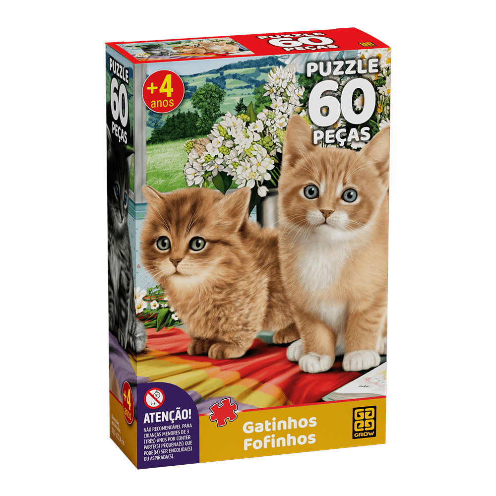 Puzzle 60 peças Gatinhos Fofinhos / Puzzle 60 pieces cuddly kittens - —  Supermarket Brazil