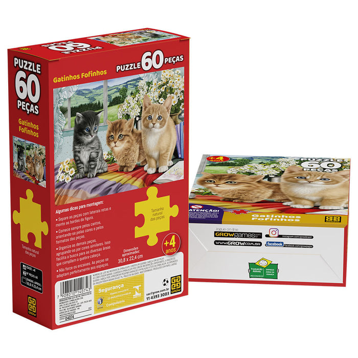 Puzzle 60 peças Gatinhos Fofinhos / Puzzle 60 pieces cuddly kittens - Grow