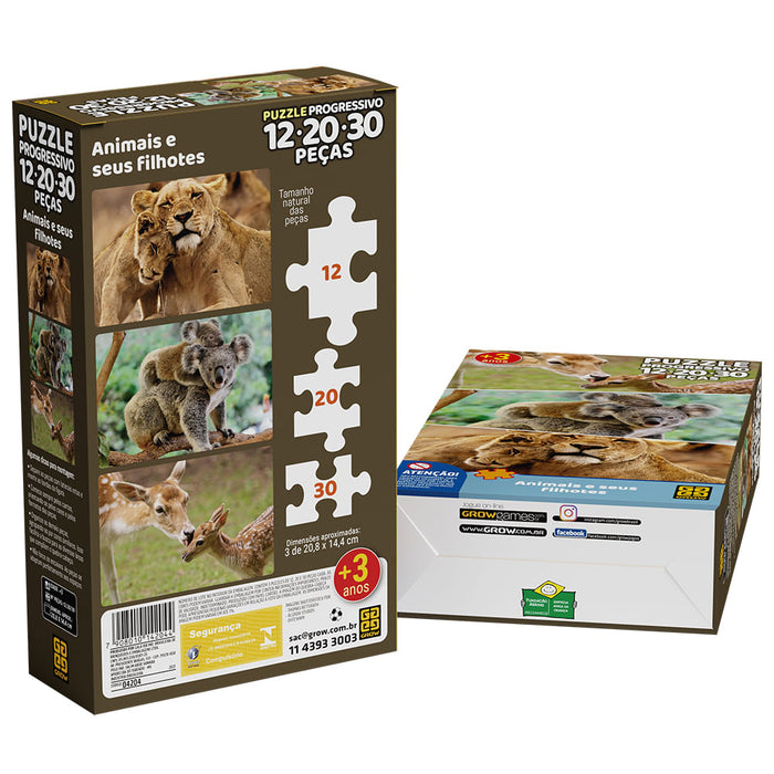 Puzzle Progressivo Animais e seus filhotes / Progressive puzzle animals and their cubs - Grow