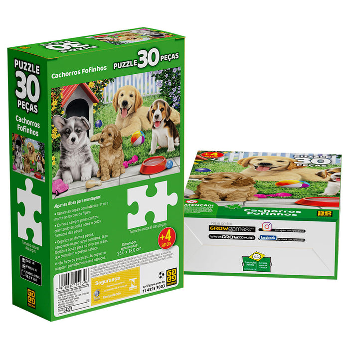 Puzzle 30 peças Cachorros Fofinhos / Puzzle 30 pieces cuddly dogs - Grow