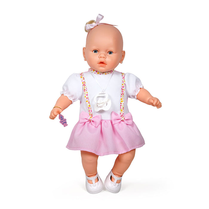 Boneca Nenezinho Vestido Rosa e Branco 44 cm - Estrela