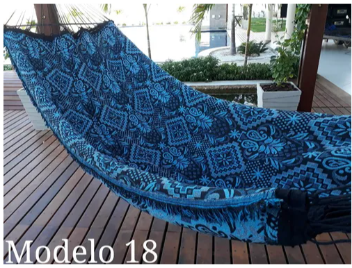 Brazilian Hammock Blue Indiana Pattern - 13 ft by 5 ft - 2 Person Luxury Handmade Woven Cotton