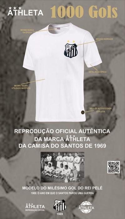 Pele Santos 3 Soccer Jerseys - First Game (1956), MIL Gol (1969) and last game (1974) - 100% authentic