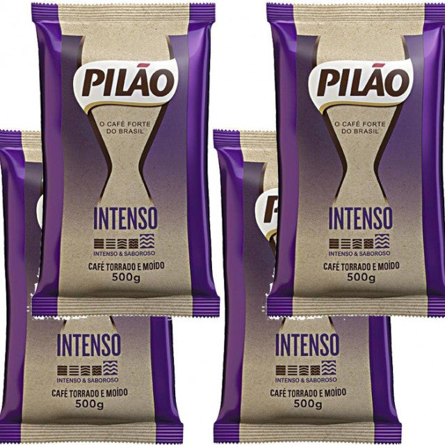Roasted Ground Coffee Intense 500g PILÃO (Pack of 4)