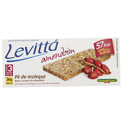 Barra Crocante de Amendoim LEVITTÁ 36g Caixa com 3 Unidades