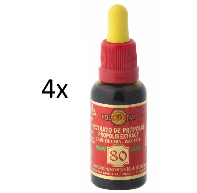 Lot of 4x30ml Original Green Bee Propolis Extract 80 Wax Free - Polenectar