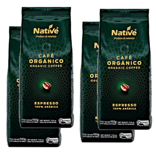 Roasted Coffee Beans Organic 500g NATIVE (Pack of 4)