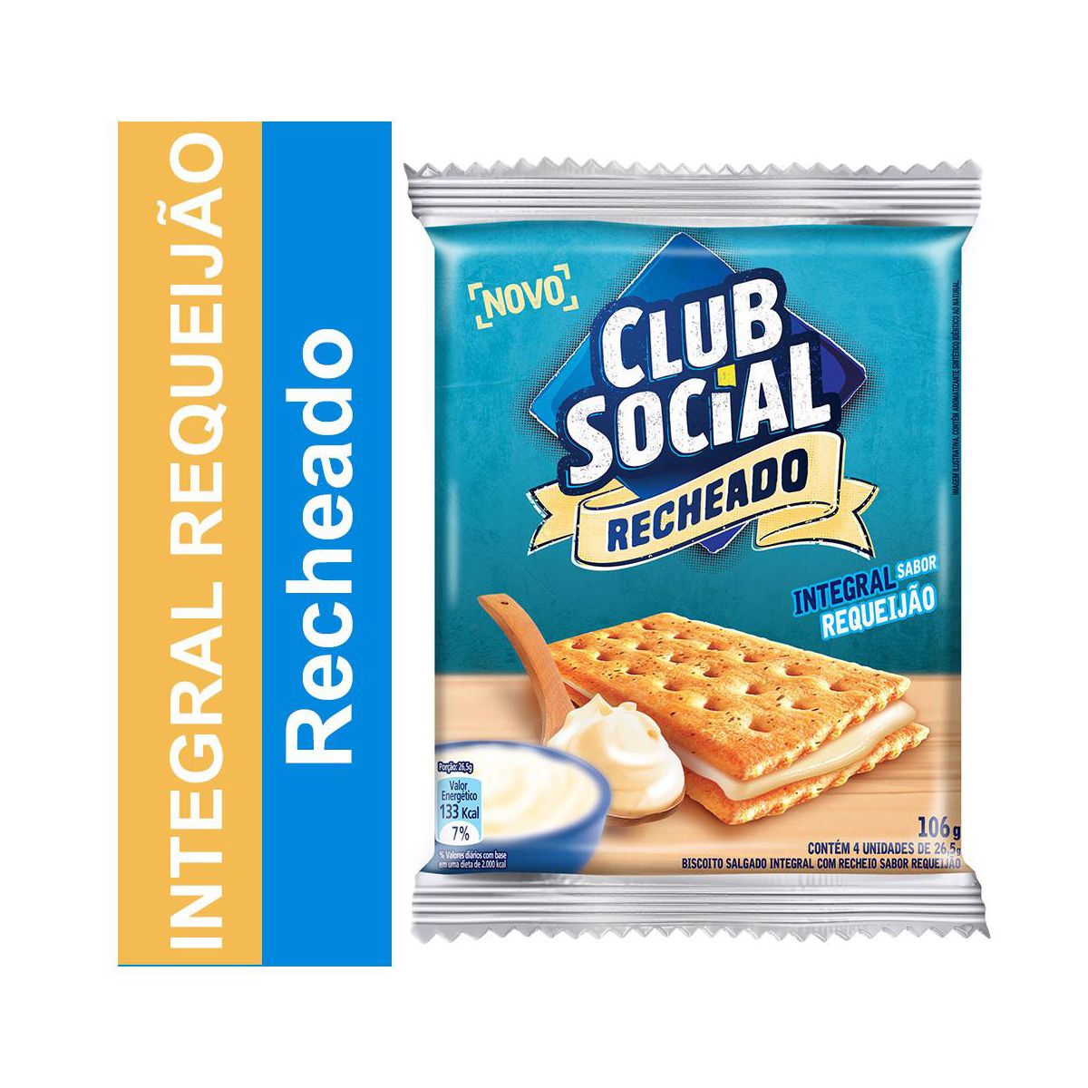 Biscoito CLUB SOCIAL Recheado Integral Sabor Requeijão Pacote 106g ...