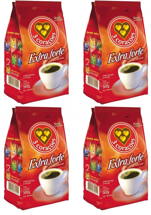 Roasted Ground Coffee Extra Strong 500g 3 CORAÇÕES (Pack of 4)