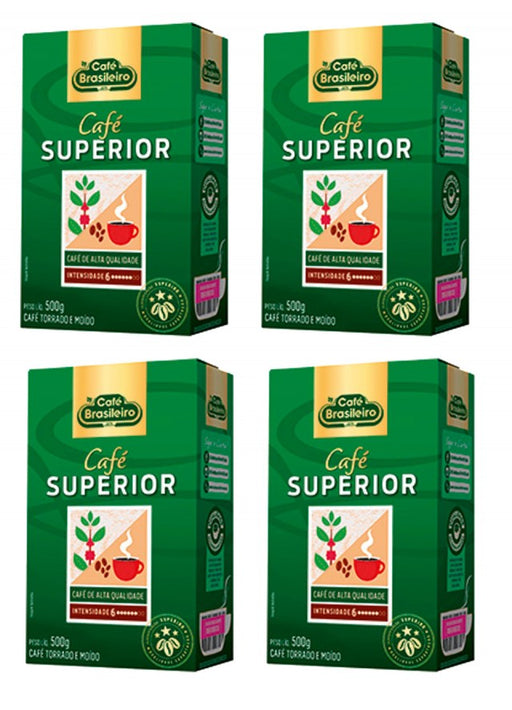 Roasted Ground Coffee Vacuum-Sealed Gourmet BRASILEIRO Brazilian 500g BRASILEIRO (Pack of 4)