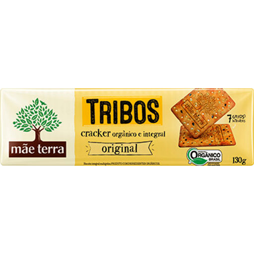 Biscoito MÃE TERRA Cracker Orgânico Tribos Original 130g Caixa com 6