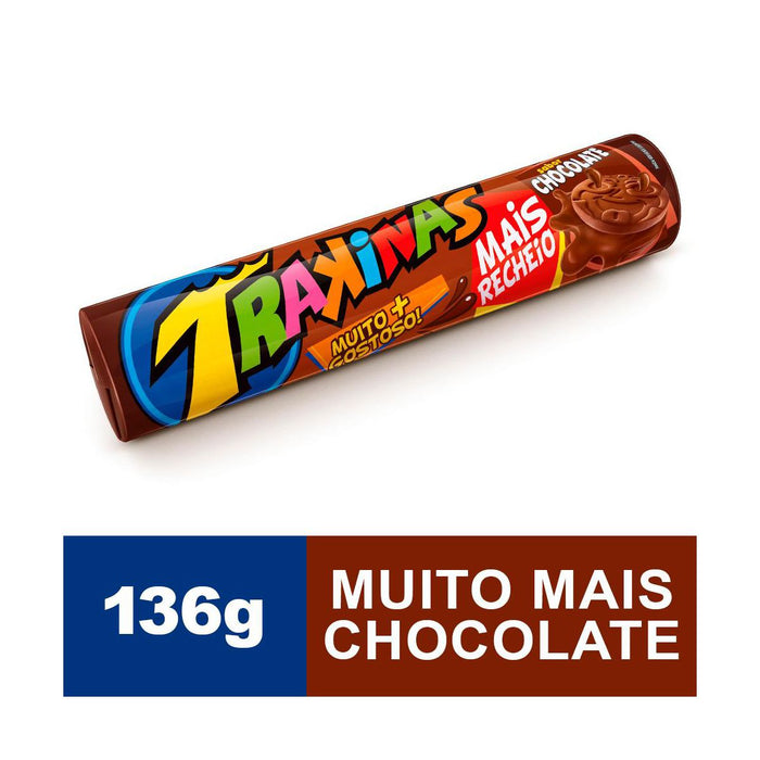 Biscoito TRAKINAS Recheado Mais Chocolate Pacote 136g