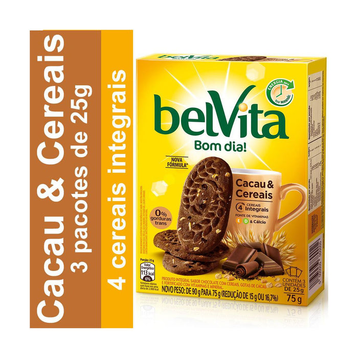Biscoito BELVITA Cacau e Cereais Caixa 75g