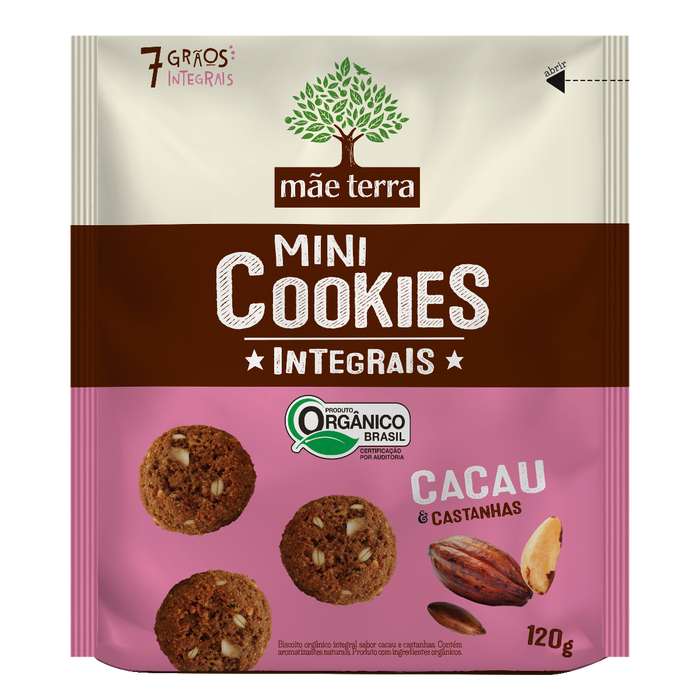 Cookie Integral Orgânico de Castanha do Pará e Cacau MÃE TERRA Pacote 120g