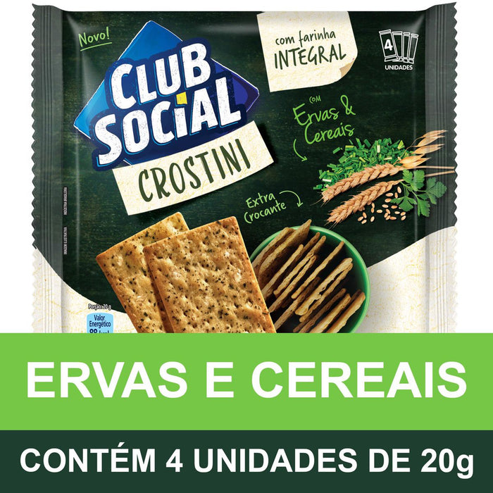 Biscoito CLUB SOCIAL Crostini Sabor Ervas e Cereais com 4 Unidades de 20g Cada