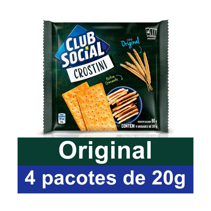 Biscoito CLUB SOCIAL Crostini Original Pacote com 4 Unidades de 20g Cada