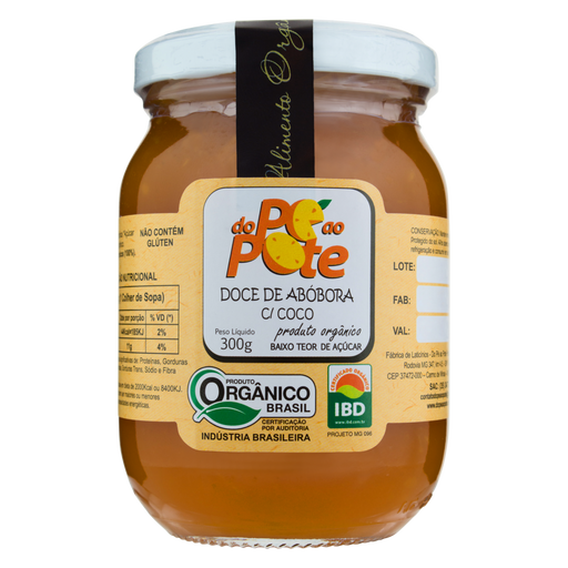 Doce de Abóbora com Coco Orgânico do PÉ ao POTE Vidro 300g