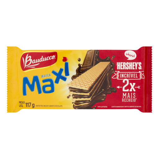 Biscoito BAUDUCCO Wafer Maxi de Chocolate Pacote 117g