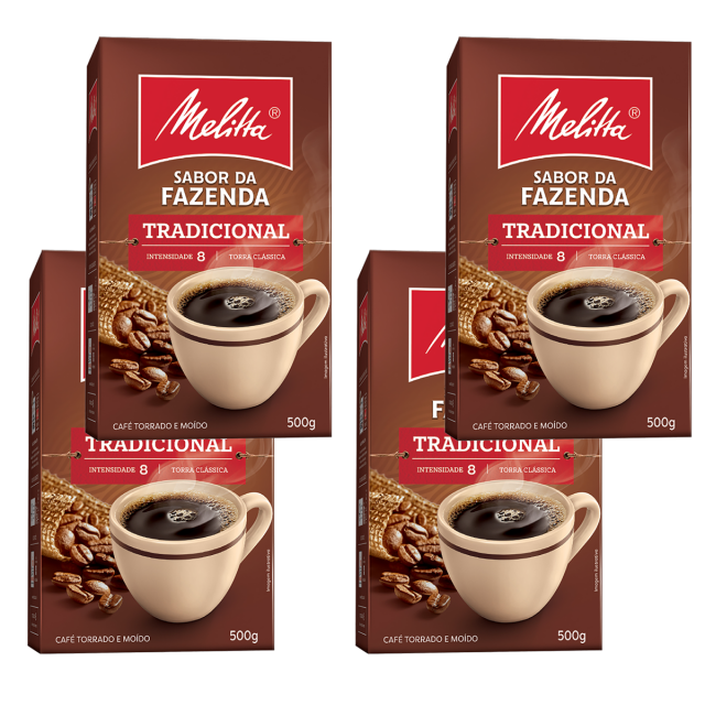 Roasted Ground Coffee Premium Vacuum-Sealed 500g 3 CORAÇÕES (Pack of 4)