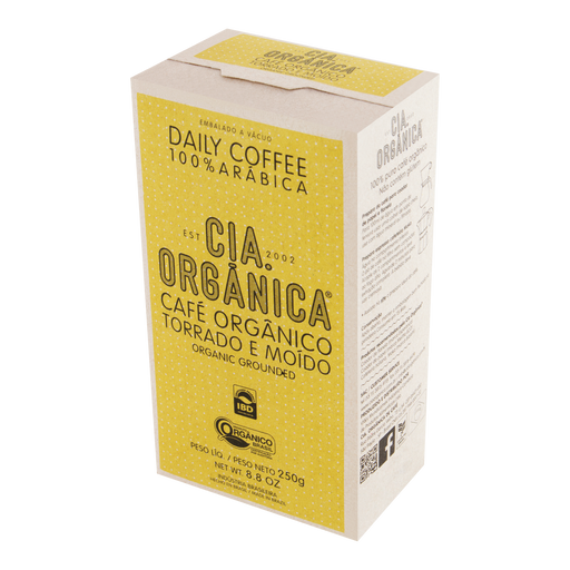 Café Orgânico Torrado e Moído CIA ORGÂNICA Caixa 250g