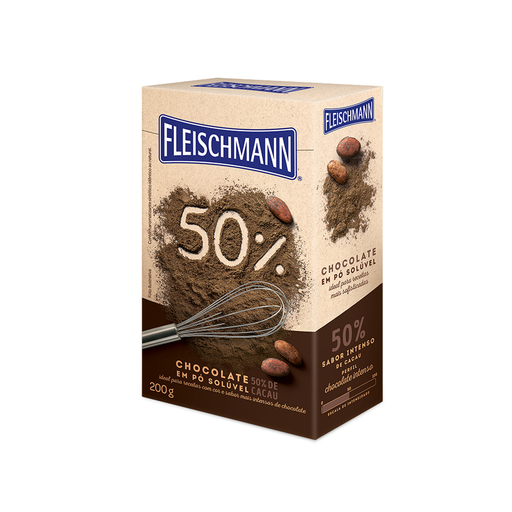 Chocolate 50% de Cacau em Pó Solúvel  FLEISCHMANN 200g