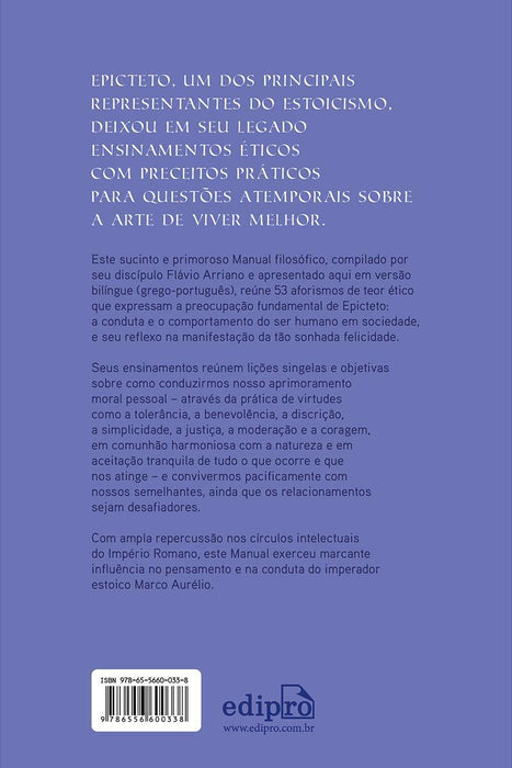 Manual de Epicteto: A arte de viver melhor: Edição Bilíngue com postal + marcador (Grego antigo) Capa comum