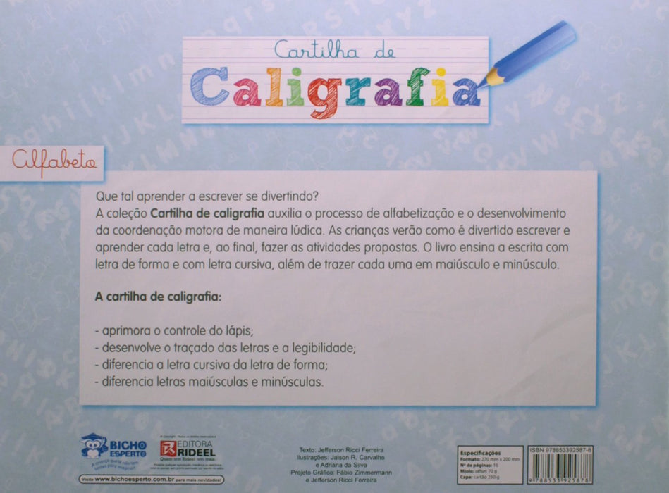 Cartilha de Caligrafia. Alfabeto (Português) Capa comum