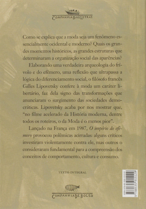 O império do efêmero (Português) Capa comum