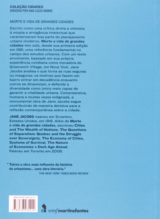 Morte e vida de grandes cidades (Português) Capa comum