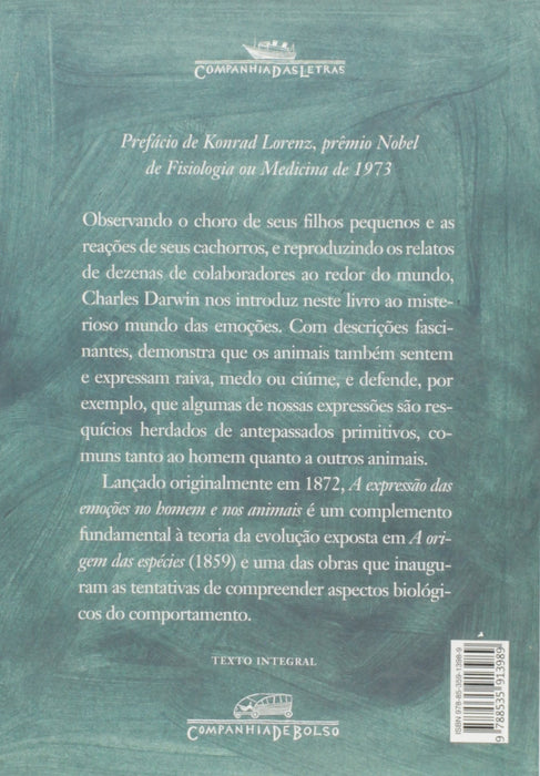 A expressão das emoções no homem e nos animais (Português) Capa comum
