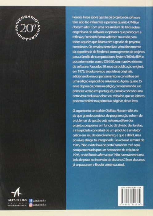 O Mítico Homem-mês: Ensaios Sobre Engenharia de Software (Português) Capa comum