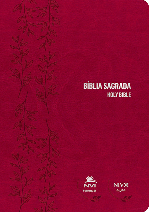 Bíblia Nvi Português Inglês Capa Luxo Rosa - Editora Vida - Hardcover