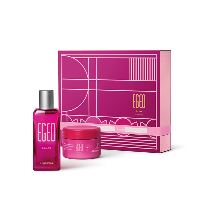 Gift Kit Egeo Dolce: Deodorant Cologne 50ml + Meringue Mousse Moisturizing 85g - o Boticario