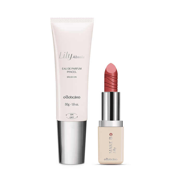 Kit Lily Absolu: Eau De Parfum Brush 50g + Creamy Lipstick Make B. 3.6g - o Boticario