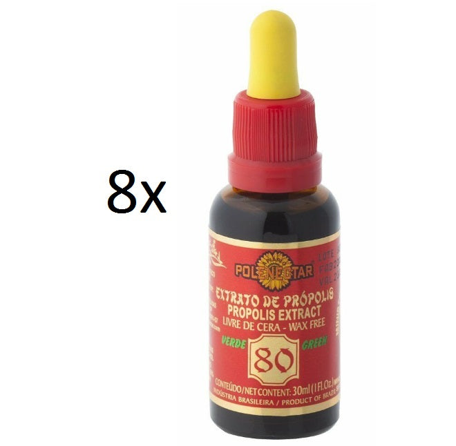 Lot of 8x30ml Original Green Bee Propolis Extract 80 Wax Free - Polenectar