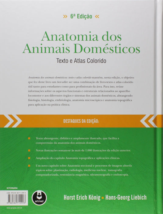 Anatomia dos Animais Domésticos: Texto e Atlas Colorido (Português) Capa comum