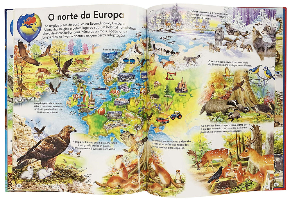 Atlas Infantil dos Animais em Seus Habitats (Português) Capa dura