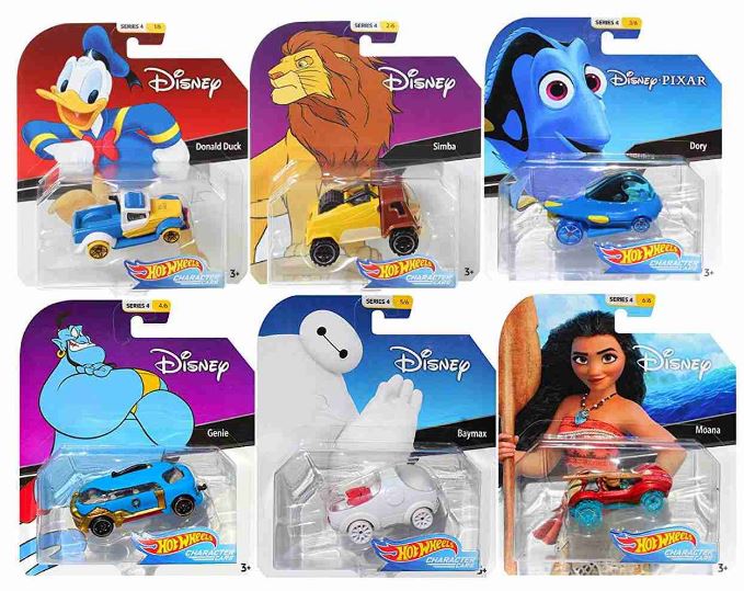 Complete Collection Disney Series 4 1:64 Hot Wheels 6 Characters Cars Miniatures