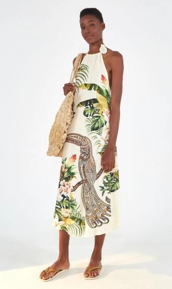 Toucan Ethnic Fashion Long Casual Dress Farm Rio Collection Viscose M