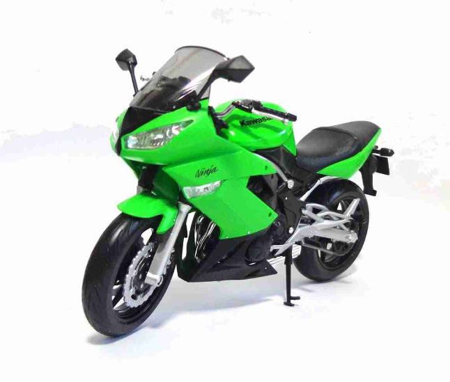 Kawasaki Ninja 650r 1:10 Welly Green Metal Motorcycle Miniature Collection Figure