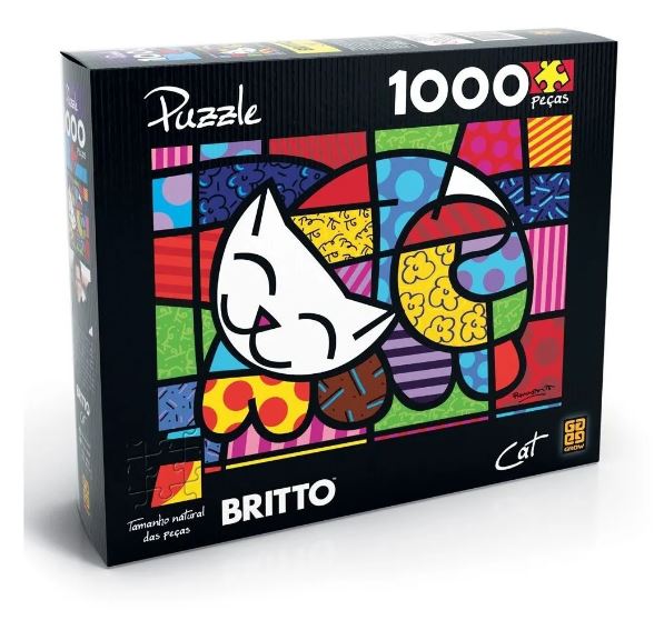 Brazilian Original Puzzle Grow 1000 Pieces Romero Britto Cat Jigsaw Decoration