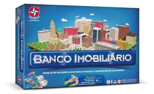 Brazilian Original Estrela Board Game Banco Imobiliário Monopoly w/ App +8 Years